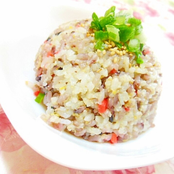 白湯de❤雑穀黒米ご飯と紅生姜の卵炒飯❤